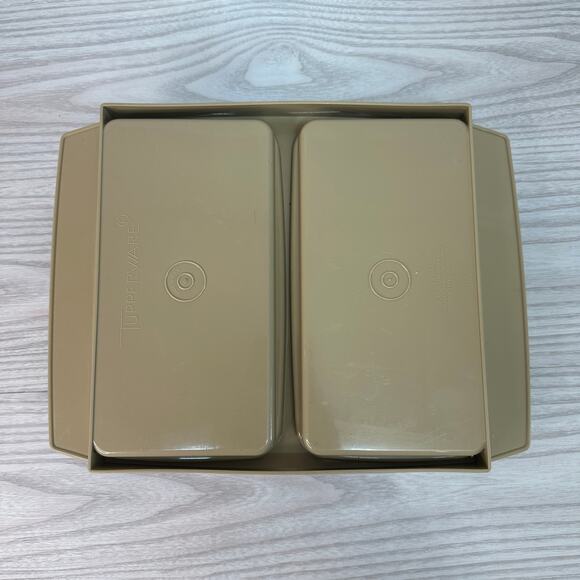 Tupperware Deviled Egg Keeper Tray Complete Set 4-Piece Vtg 70s Tan White 723-3 - Picture 3 of 7